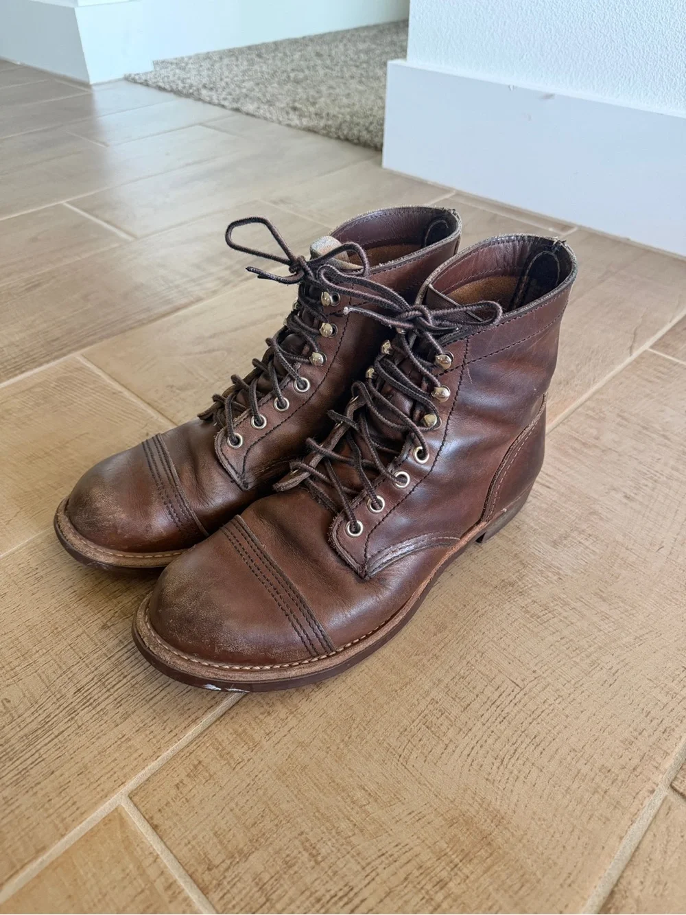Men’s Red Wing Iron Ranger Brown Leather Lace-Up Boots Size 7D